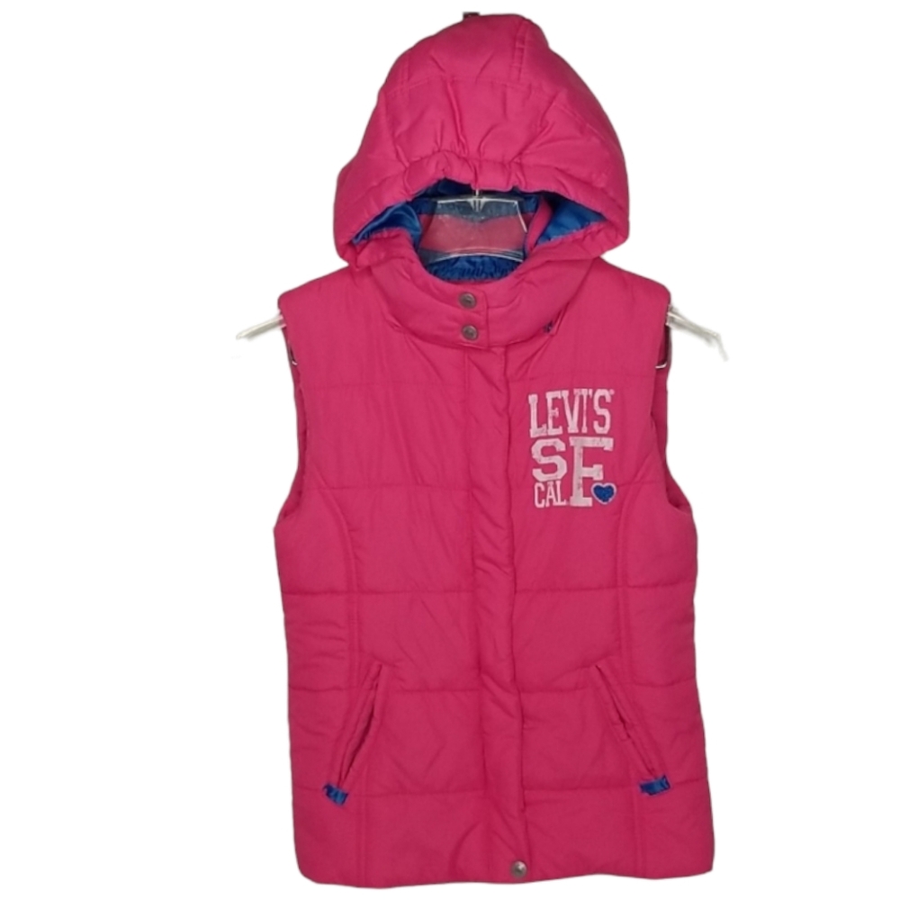Levi's Hooded Puffer Vest Pink US L Girl  12/13y